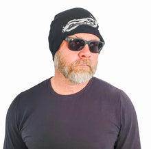 Load image into Gallery viewer, BLACK XOXO MOTORCYCLE BEANIE